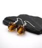 leopard print cone lampwork glass earrings