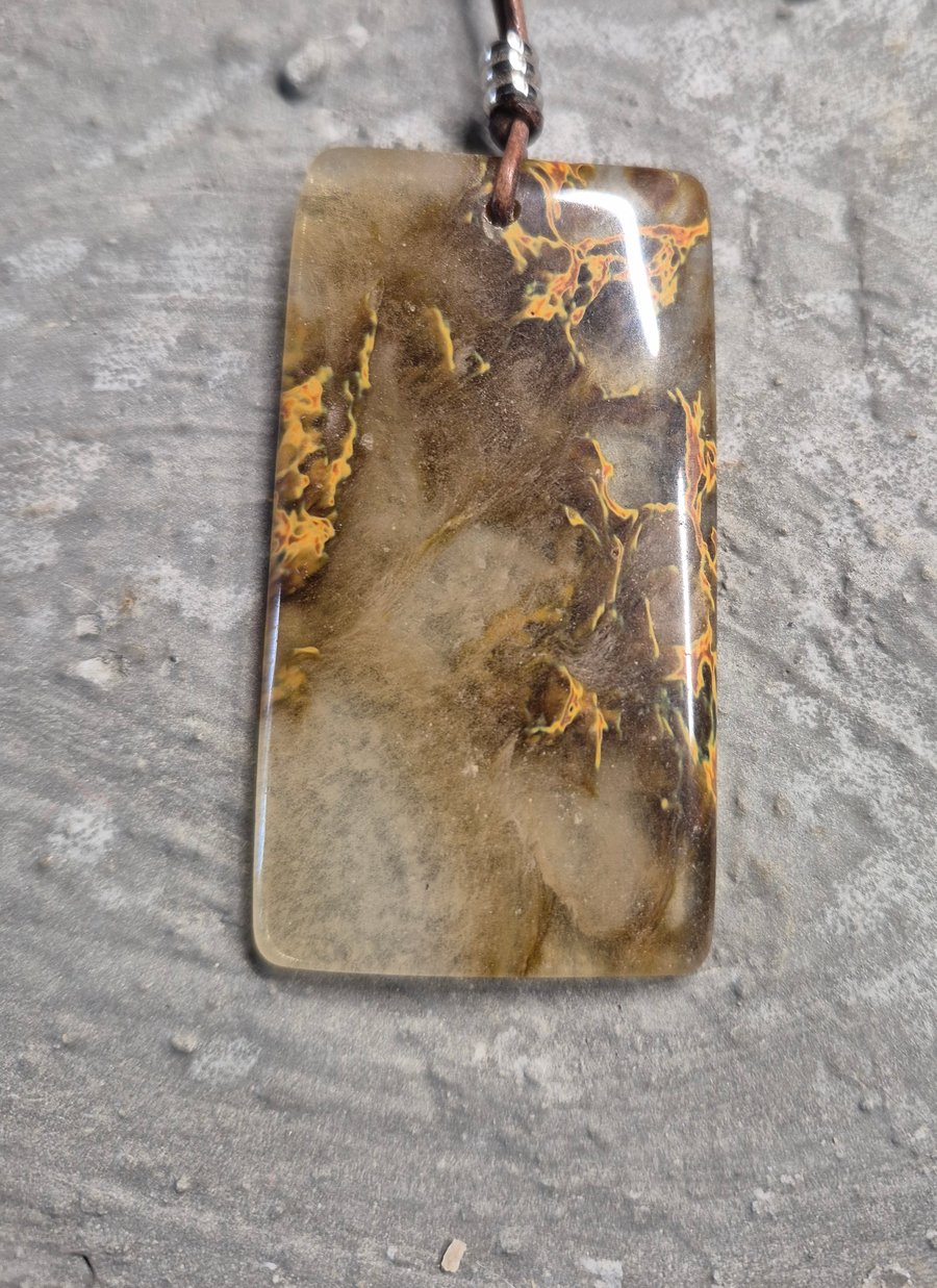 Plume Agate Rectangular Pendant