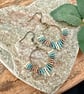 Small bohemian beadwork hoop fringe earrings in blue and bronze - Image 3