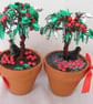 Handmade pair of holly tree decorations. - Image 2
