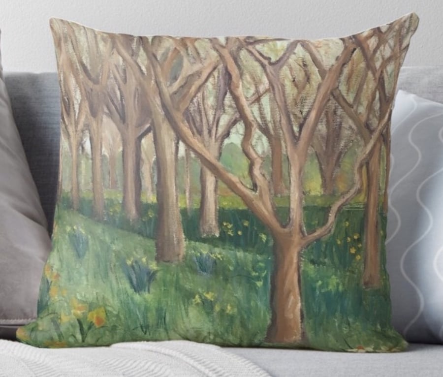 Throw Cushion Featuring The Painting ‘The Onset Of Spring’