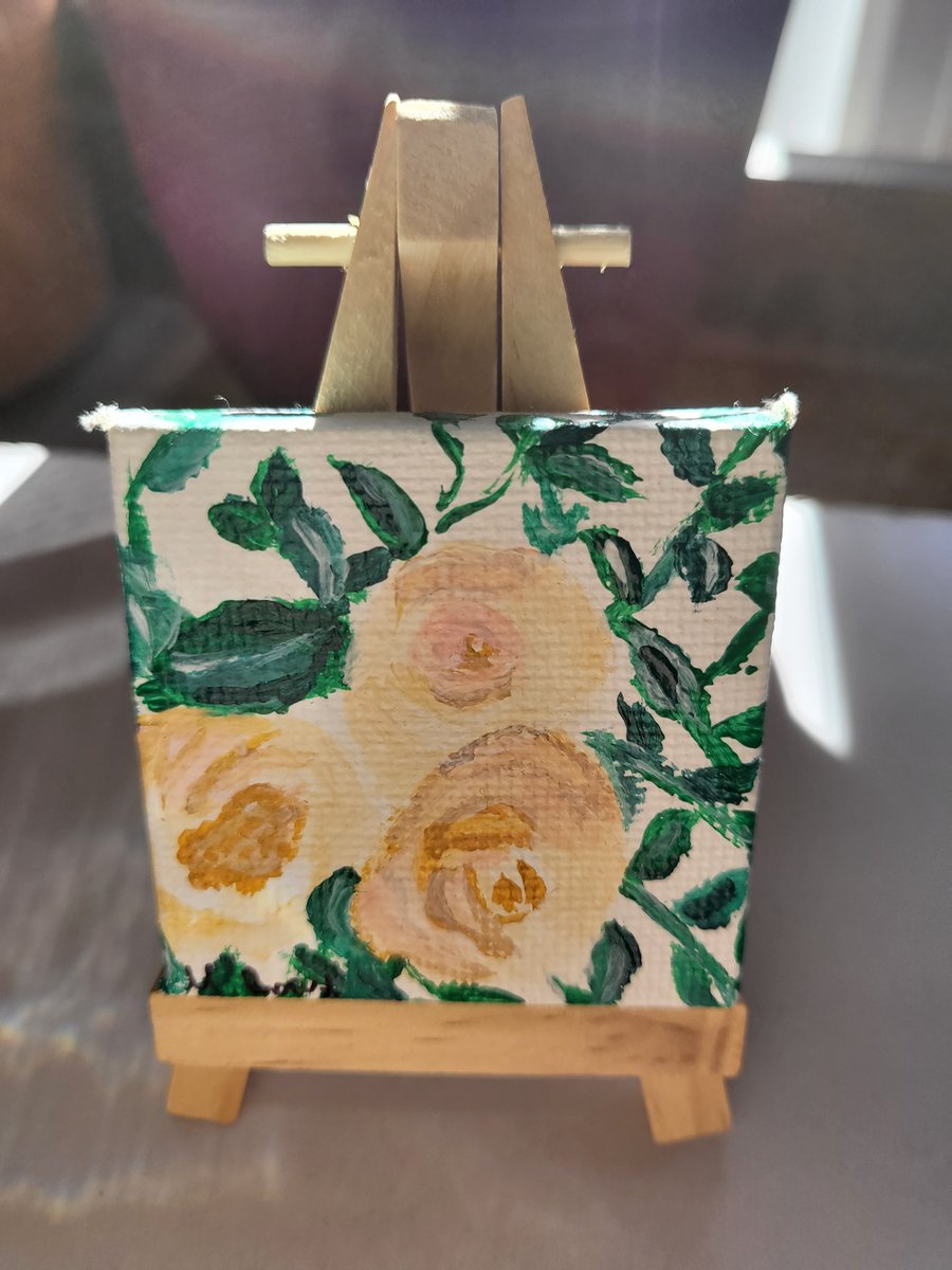 Original mini canvas painting roses