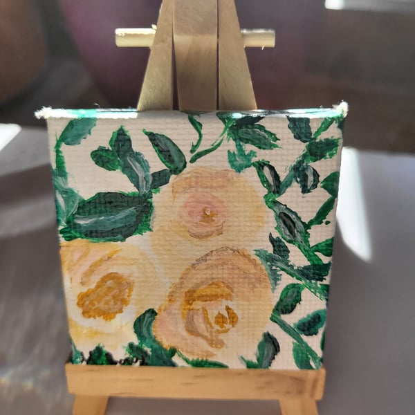 Original mini canvas painting roses
