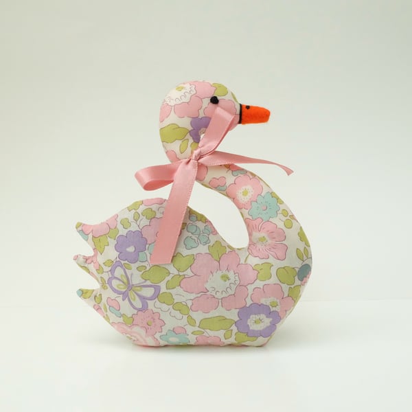 Swan Lavender Sachet in Pink Liberty Betsy Butterfly Fabric