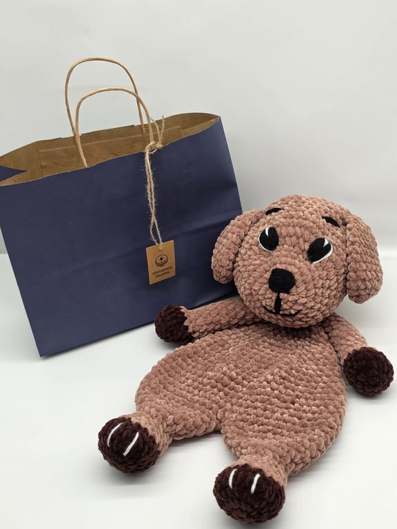 Handmade Crochet Puppy Lovey - Chunky Chenille Plush