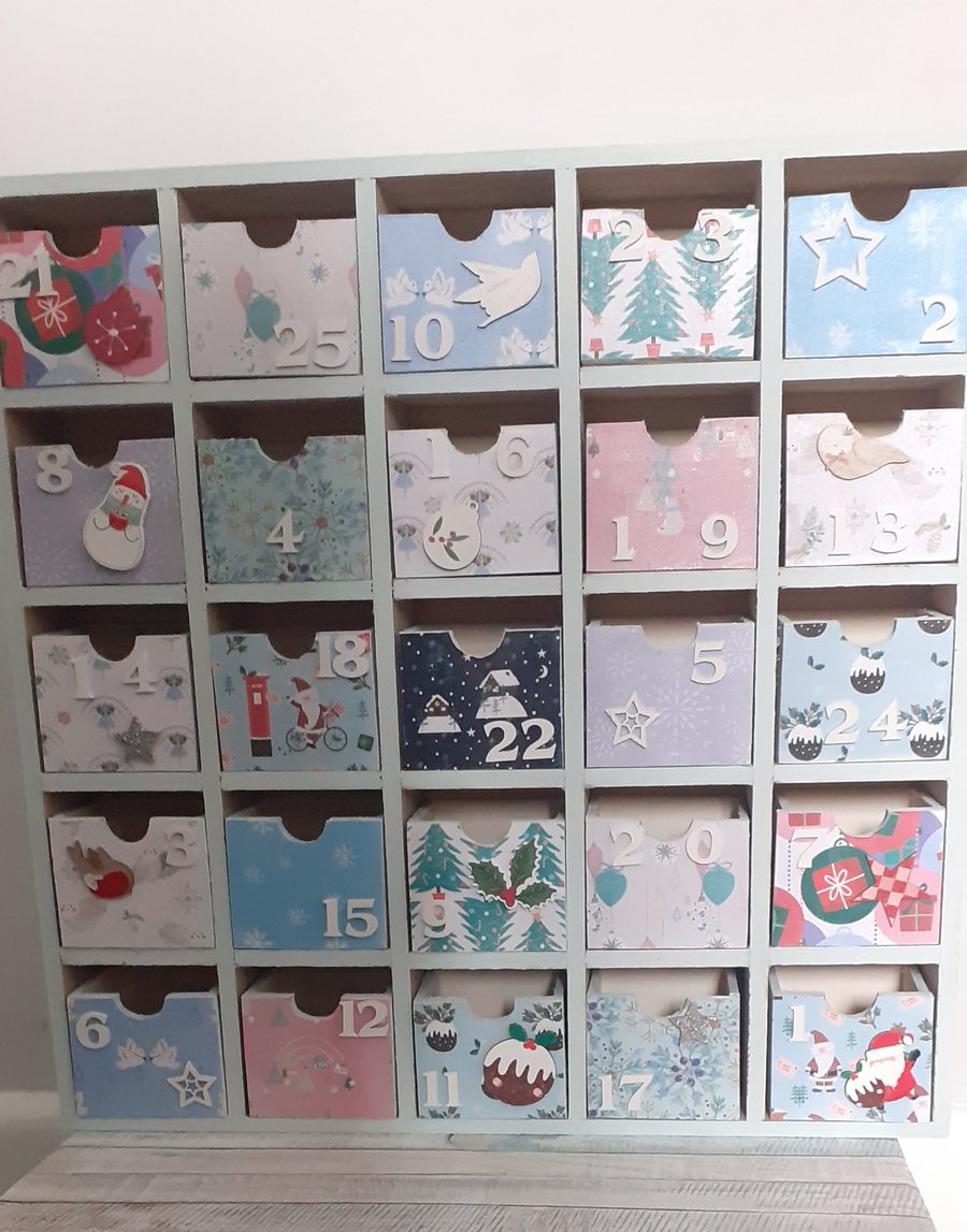 Hand decorated wooden advent calendar 