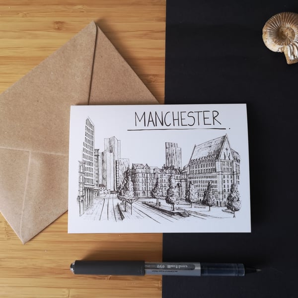 Manchester Skyline Greetings Card