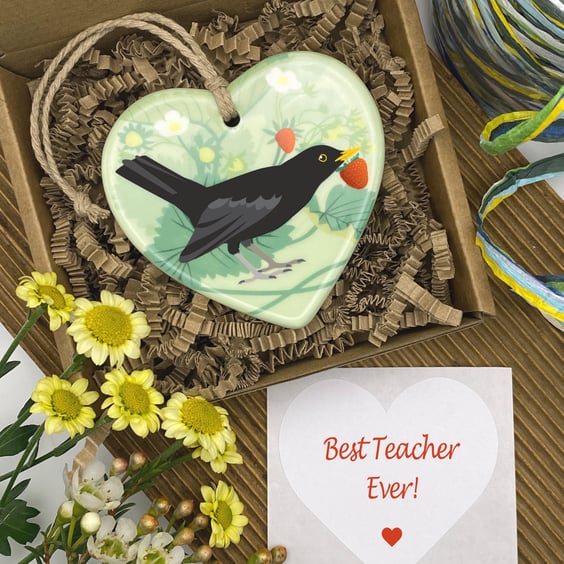 Blackbird Hanging Decoration & Keepsake Gift - Teacher Present