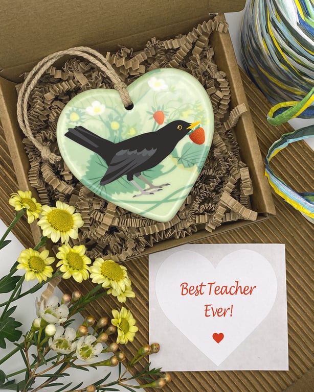 Blackbird Hanging Decoration & Keepsake Gift - Teacher Present
