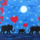 Elephant Card, Birthday Hearts, Mum Dad Son Daughter Card, Baby Animal Moon Star