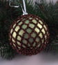 Christmas baubles boxed set of 6 large decorated with crochet lace (A42) - Image 7