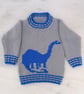 Dinosaur Child's Sweater and Hat - Brontosaurus - Digital Knitting Pattern - Image 1