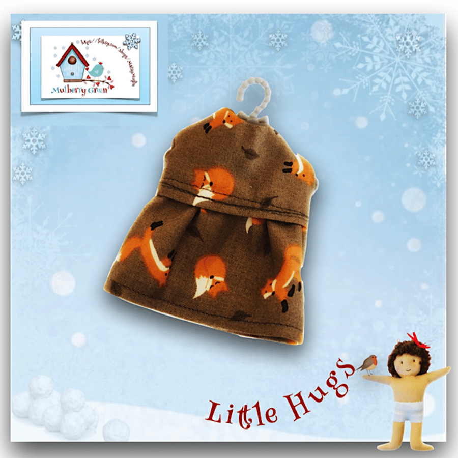 Reserved for Claire -Little Foxes Dress to fit the Little Hugs dolls