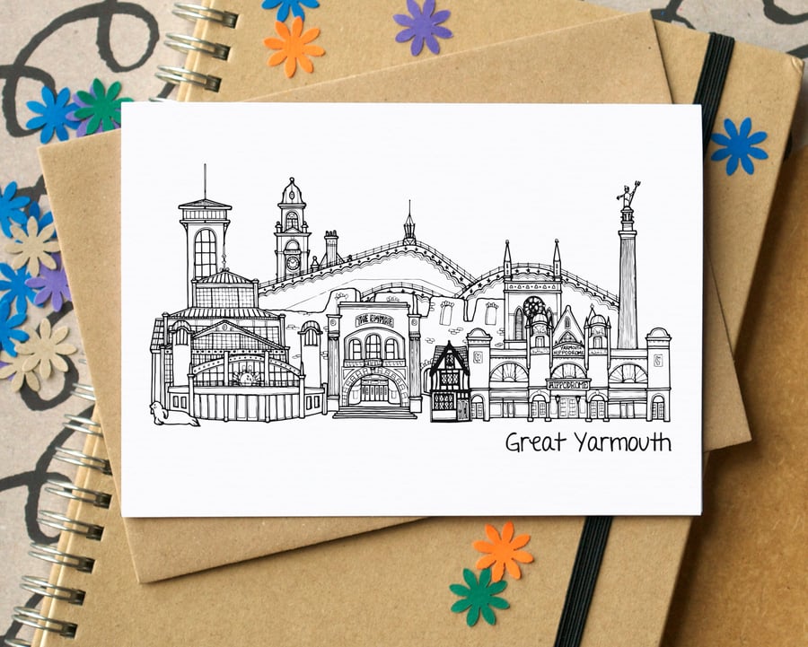 Great Yarmouth Skyline Greetings Card