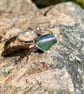 Forest Green Sea Glass and Sterling Silver Ring - Size T - 1358 - Image 1