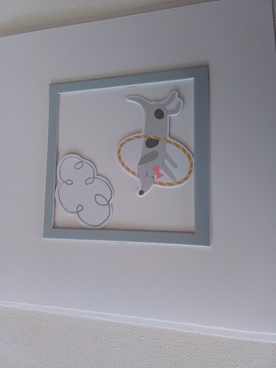 Blank card for any occasion. Dog and cloud. Birthday card. Ref 304