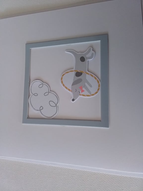 Blank card for any occasion. Dog and cloud. Birthday card. Ref 304