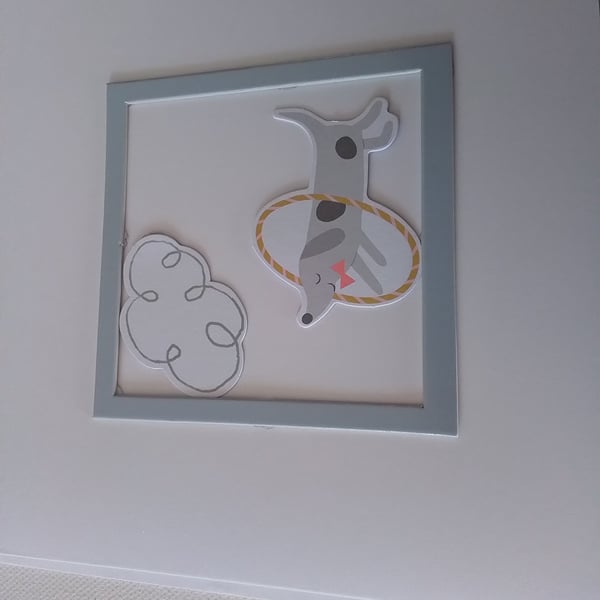 Blank card for any occasion. Dog and cloud. Birthday card. Ref 304