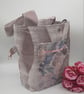 Soft floral lilac and blue handbag with pockets and decorative buttons.   - Image 8