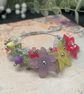 Pretty vintage Lucite floral beaded bracelet, mothers day gift, beaded jewelry 