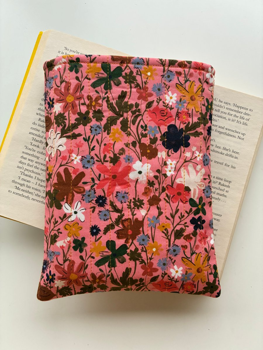 Meadow Flowers Print Quilted Fabric Book Sleeve - Paperback Size