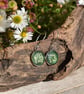 Pressed Flower Resin Earrings, Green, 304 Stainless Steel, Made in Scotland - Image 2
