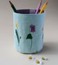 Fabric Pencil Pot with Embroidered Spring Flowers - Image 5