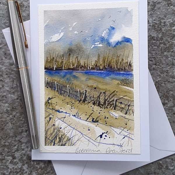 Bluebell Woods. Handpainted Blank Card.