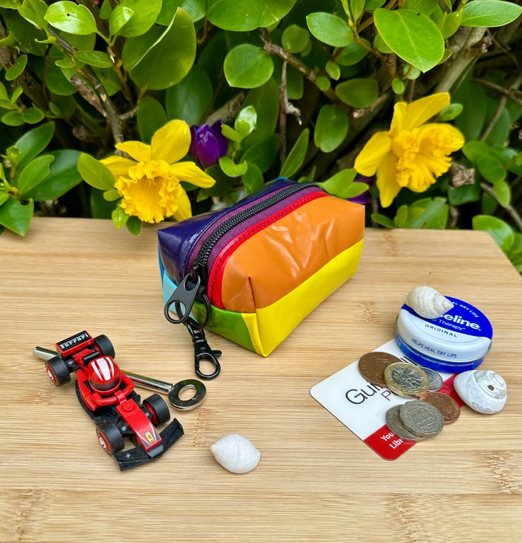 Rainbow - Repurposed Chunky Keyring Pouch - inflatable toy