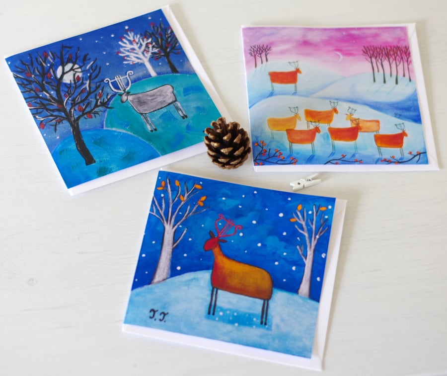 Artist Christmas Cards, Whimsical Winter Cards, Blank Greeting Cards