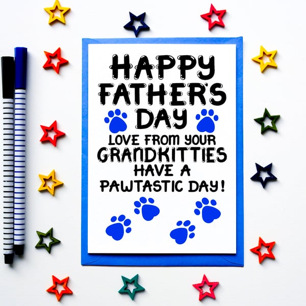 Father's Day Card For Grandad From Grandkitties, Fathers Day Card From Cats, Pet
