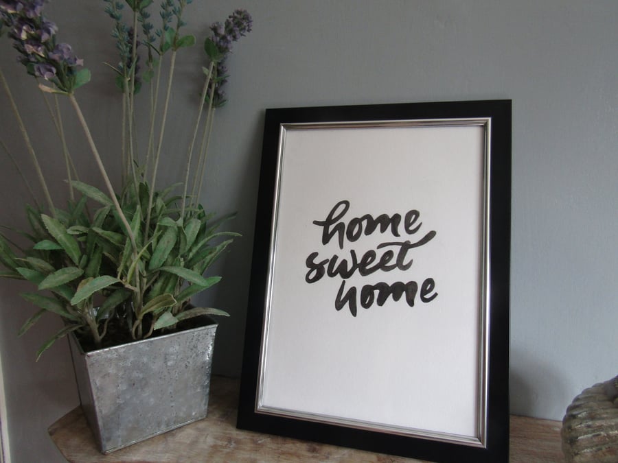 Home Sweet Home - Brush Letter Print - Typography - Framed Picture