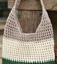 Handmade Crochet Tri-Colour Tote Bag: Boho Shoulder Carryall