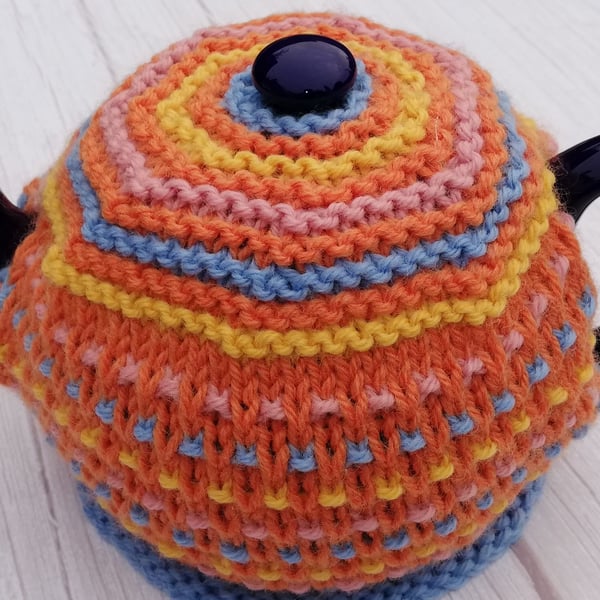 Colourful, Wool, Hand Knitted, Tea Cosy