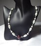 Ten Pin Bowling Necklace with Ruby coloured Rhinestones and Faux Pearls