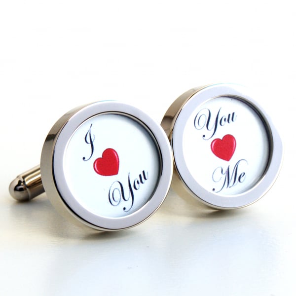 I Heart You Cufflinks Romantic Gift for Groom or Someone Special 
