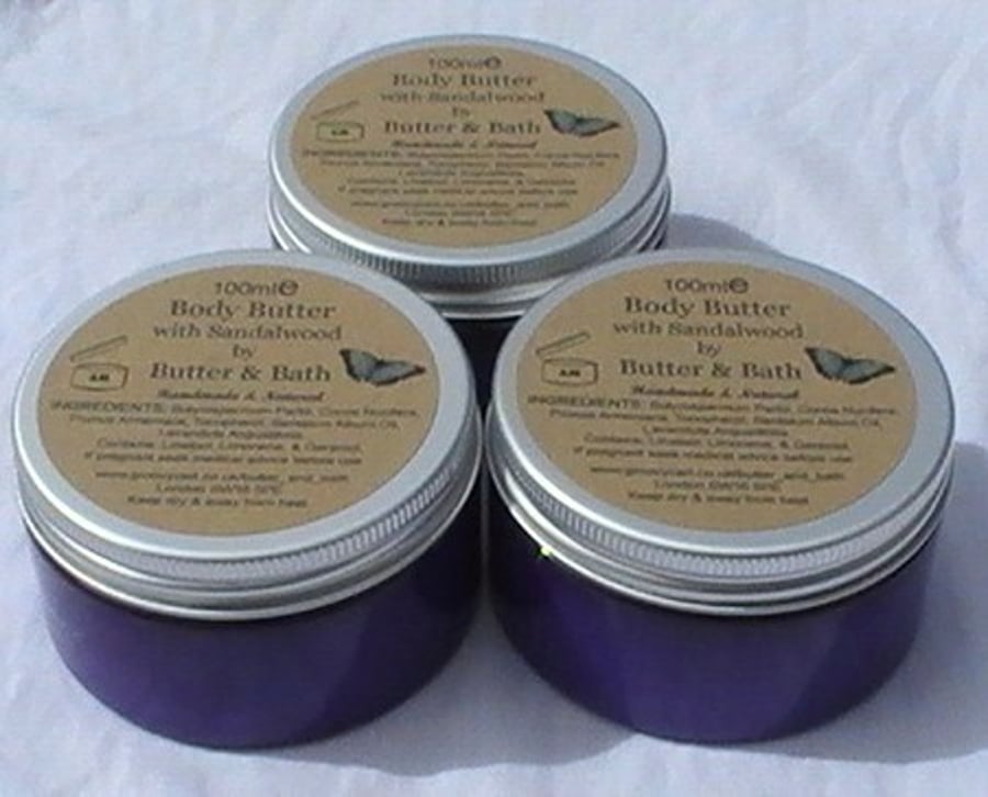Natural Handmade Body Butter with Pure Sandalwood, Body Lotion, Hand Cream