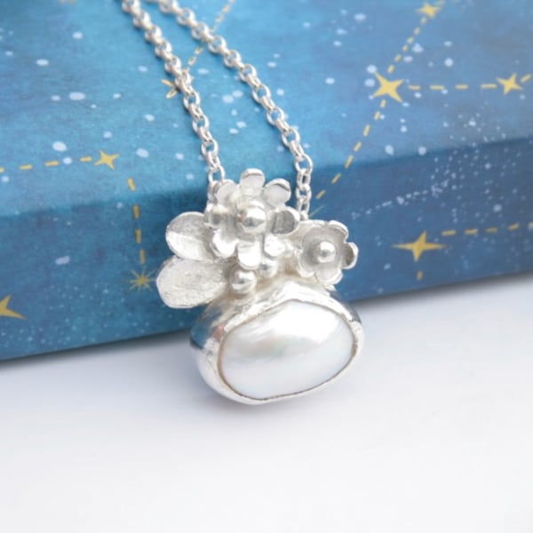 Pearl and flower necklace, bridal jewellery