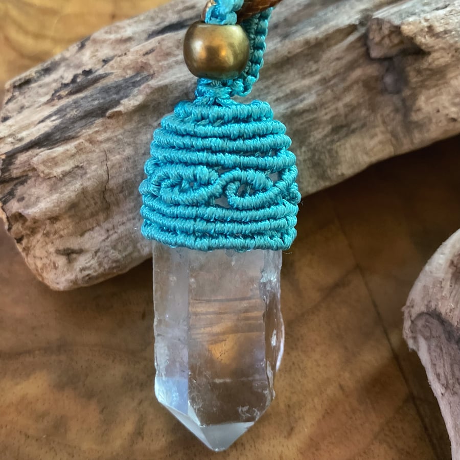 Quartz Crystal Macrame Necklace, Boho jewellery, inc FREE UK DELIVERY