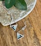 Lightweight geometric beadwork earrings in silver, black and turquoise  - Image 2