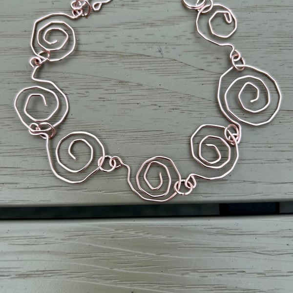 Rose Gold Spirals Bracelet, Tarnish Resistant - All Sizes