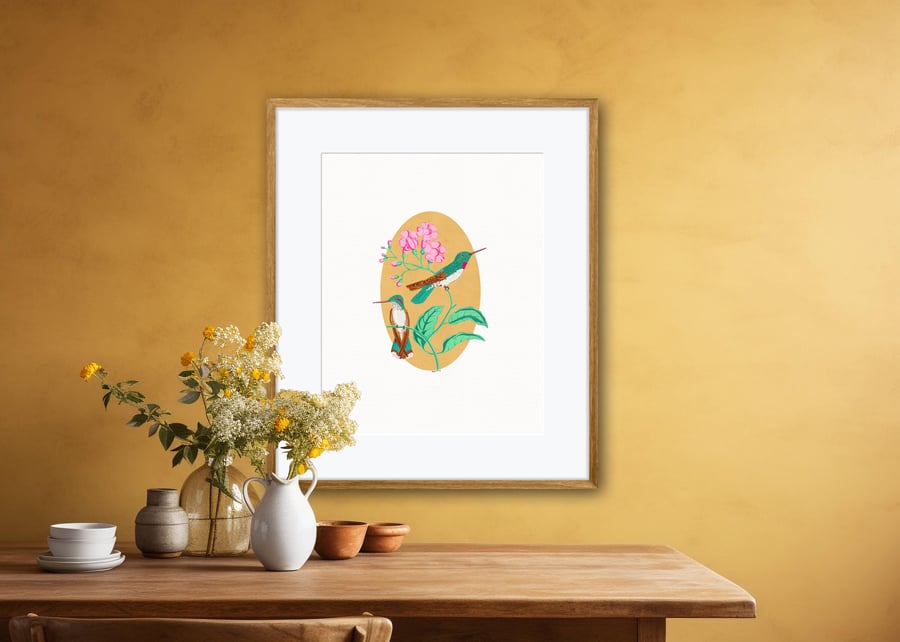 Hummingbirds Illustration Art Print 