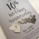 10th (Tin) Anniversary Card – Personalised with names and date