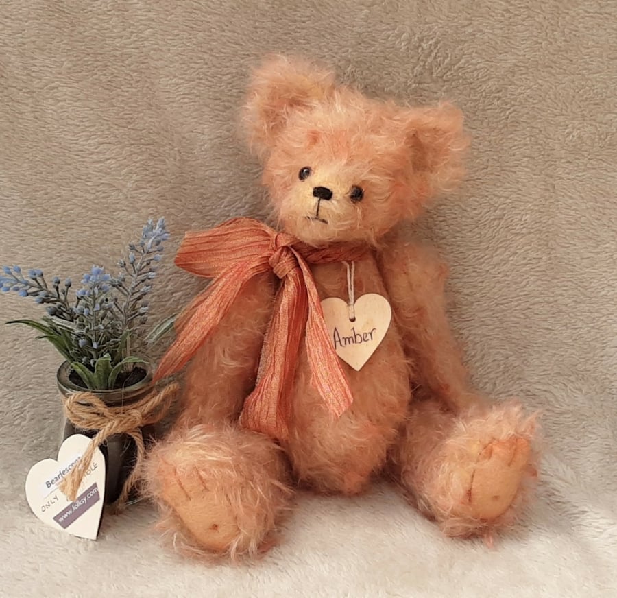 Amber, Collectable Artist Bear, one of a kind mohair teddy bear