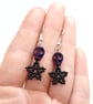 Metallic pearlescent skull and star beaded earrings