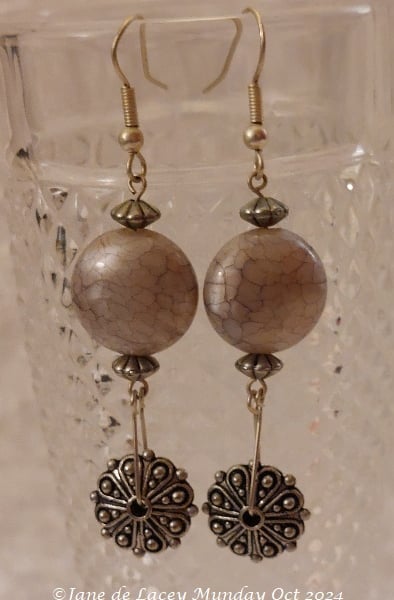 Silver Grey Long Drop Earrings