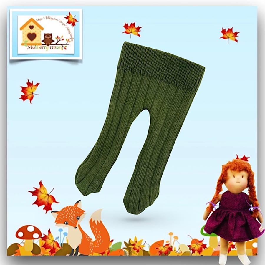 Reserved for Maddie - Olive Green Ribbed Tights