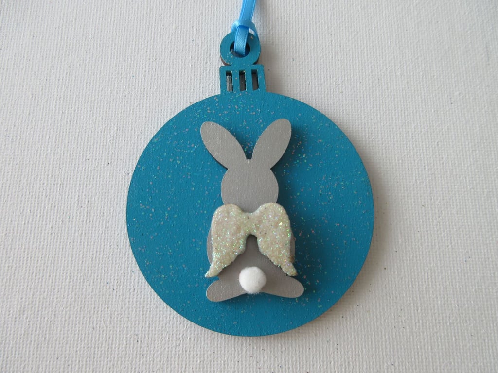 Hanging Decoration Christmas Tree Bauble Bunny Rabbit Memorial Angel Wings