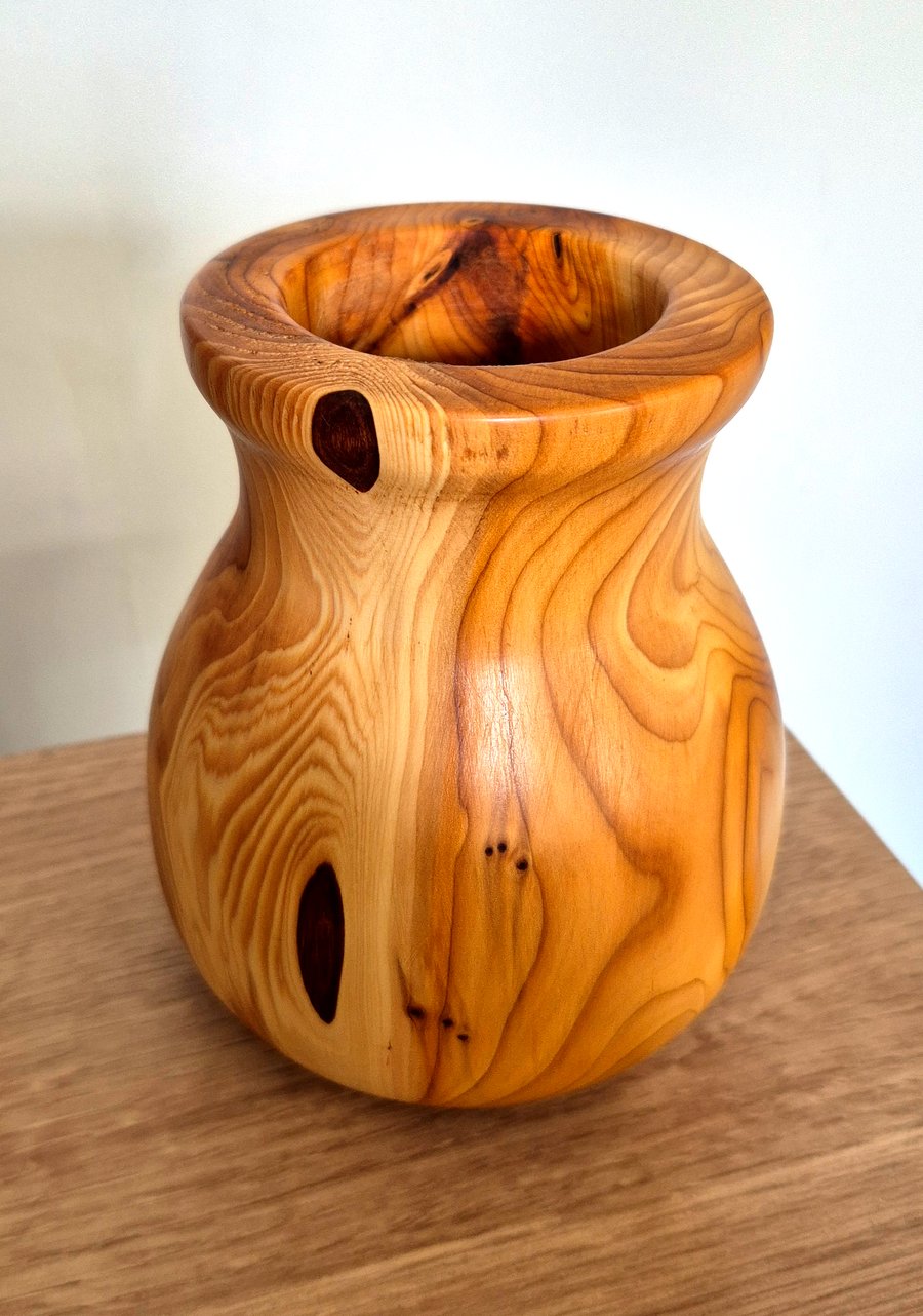 Beautiful unique yew wood vase 