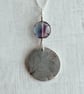 Botanical silver pendant with leaf design and fluorite bead. - Image 6